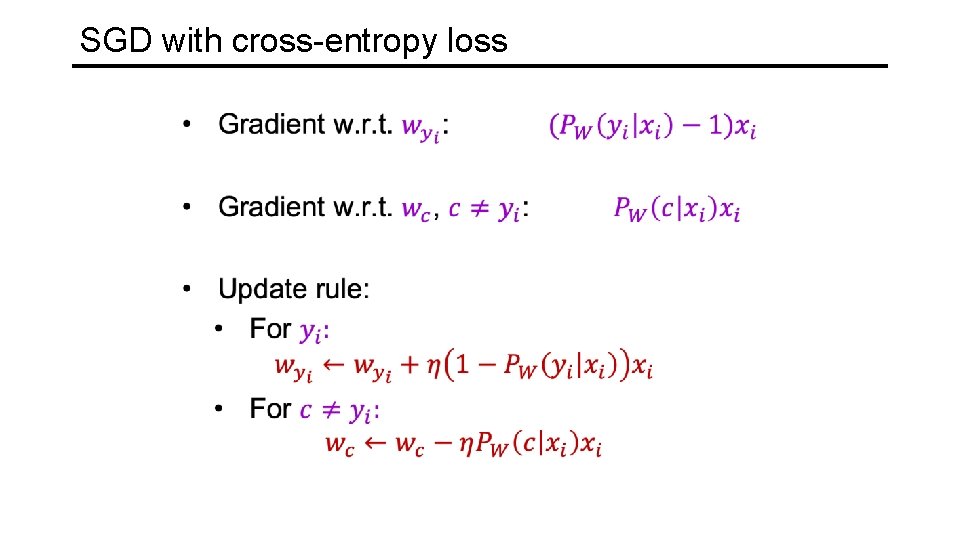 SGD with cross-entropy loss 