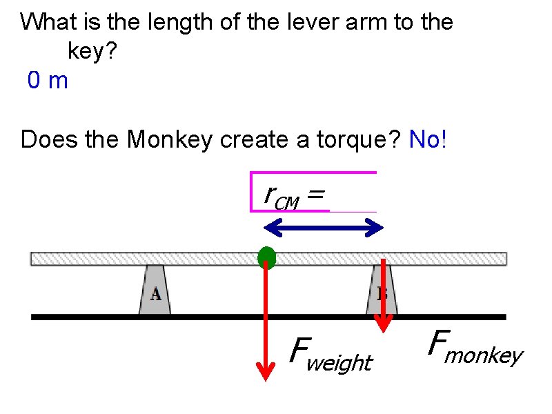 What is the length of the lever arm to the monkey? 0 m Does