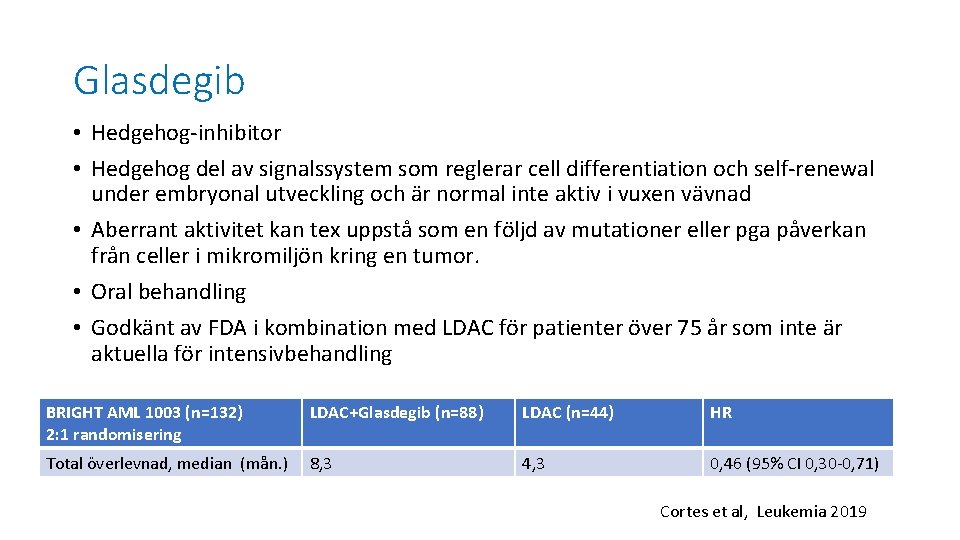 Glasdegib • Hedgehog-inhibitor • Hedgehog del av signalssystem som reglerar cell differentiation och self-renewal