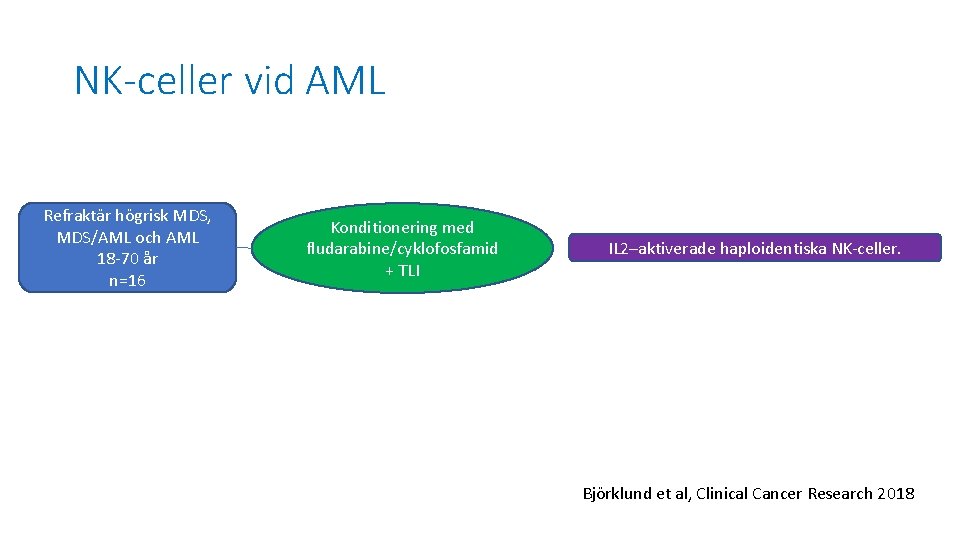 NK-celler vid AML Refraktär högrisk MDS, MDS/AML och AML 18 -70 år n=16 Konditionering
