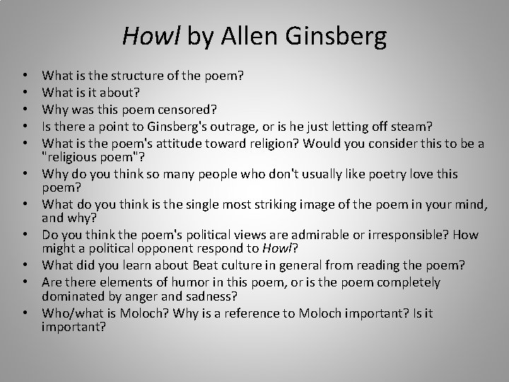 Howl by Allen Ginsberg • • • What is the structure of the poem?