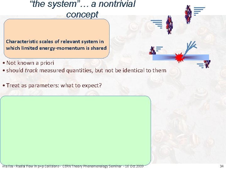 “the system”… a nontrivial concept Characteristic scales of relevant system in which limited energy-momentum