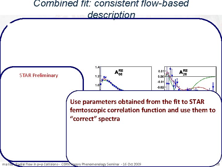 Combined fit: consistent flow-based description STAR Preliminary Use parameters obtained from the fit to
