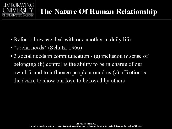 The Nature Of Human Relationship • Refer to how we deal with one another