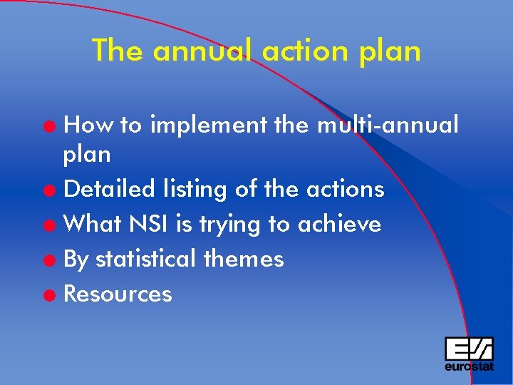 The annual action plan How to implement the multi-annual plan l Detailed listing of