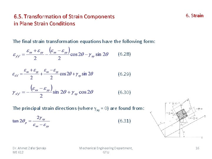 6. Strain 6. 5. Transformation of Strain Components in Plane Strain Conditions The final