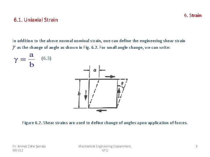 6. Strain 6. 1. Uniaxial Strain In addition to the above normal nominal strain,