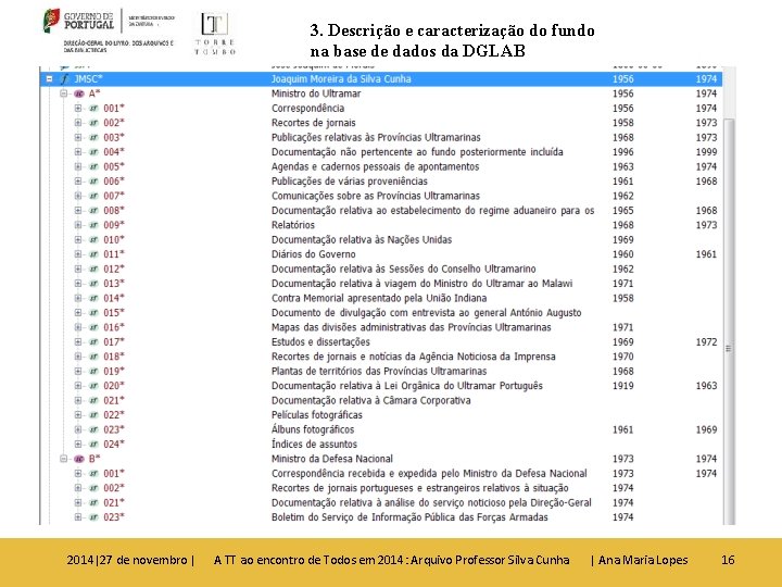 3. Descrição e caracterização do fundo na base de dados da DGLAB 2014|27 de