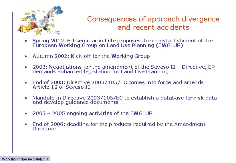 Consequences of approach divergence and recent accidents • Spring 2002: EU-seminar in Lille proposes
