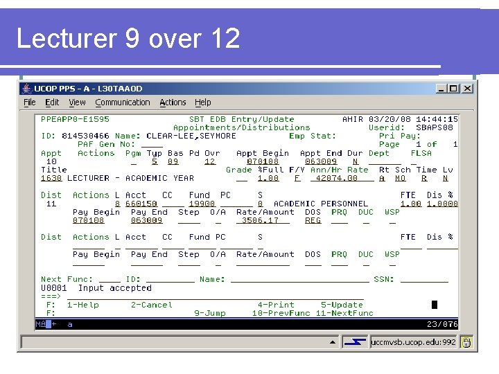 Lecturer 9 over 12 