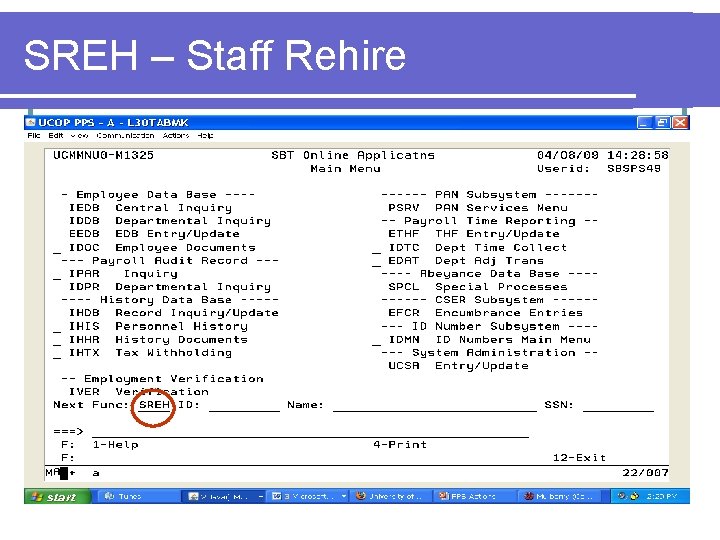 SREH – Staff Rehire 