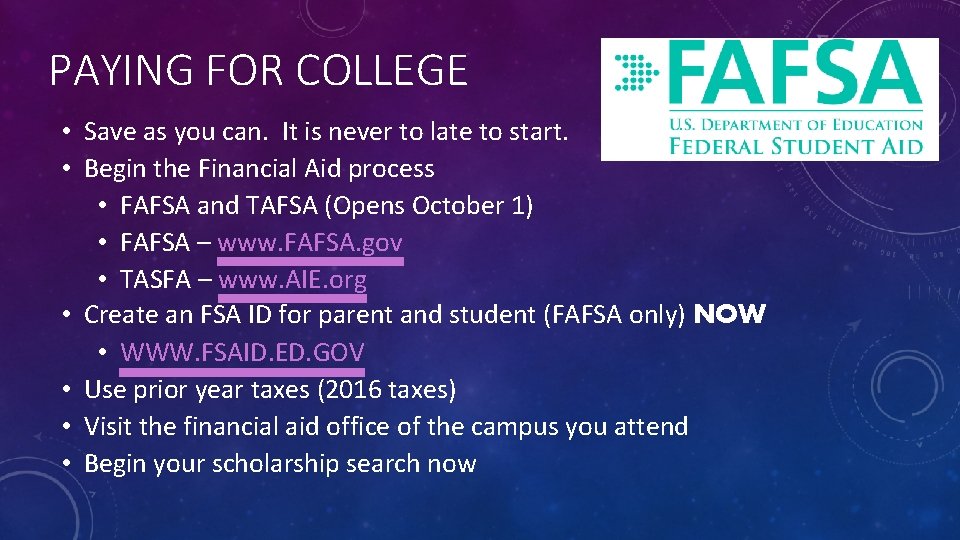 PAYING FOR COLLEGE • Save as you can. It is never to late to PAYING FOR COLLEGE • Save as you can. It is never to late to