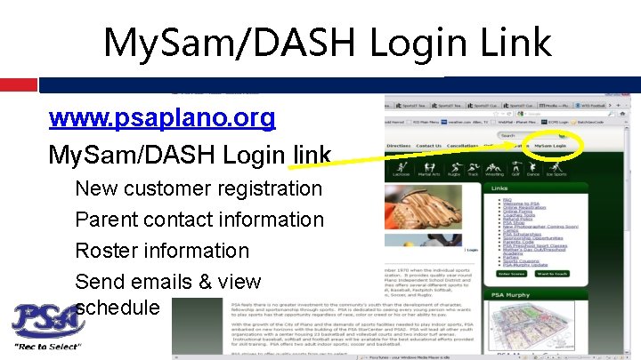 My. Sam/DASH Login Link www. psaplano. org My. Sam/DASH Login link New customer registration