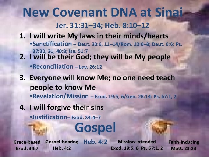 New Covenant DNA at Sinai Jer. 31: 31– 34; Heb. 8: 10– 12 1.
