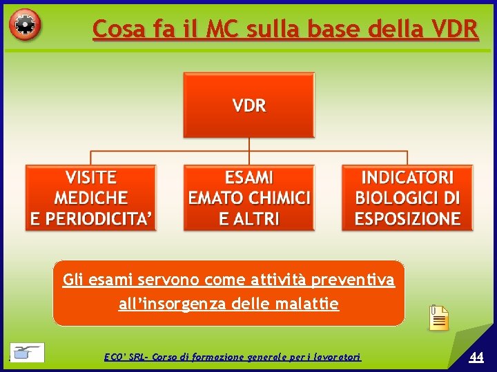 Cosa fa il MC sulla base della VDR Gli esami servono come attività preventiva