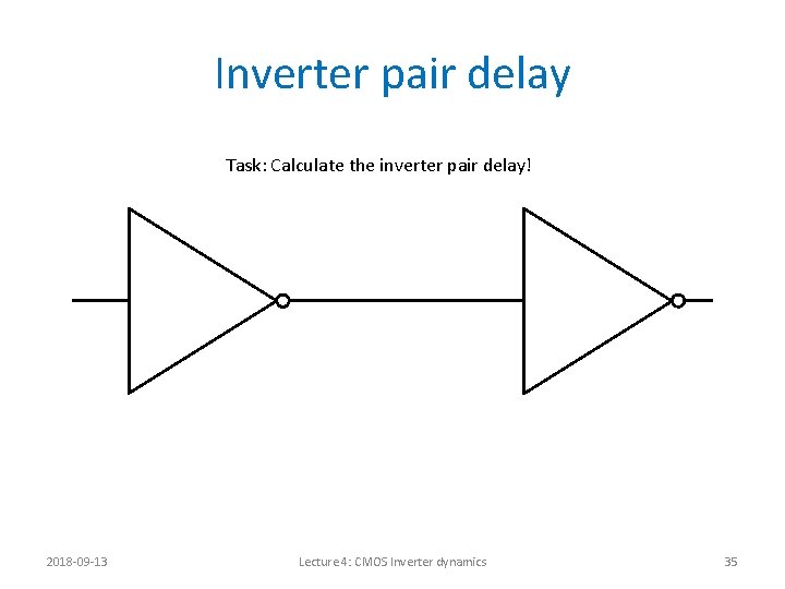 Inverter pair delay Task: Calculate the inverter pair delay! VDD Reff 2018 -09 -13