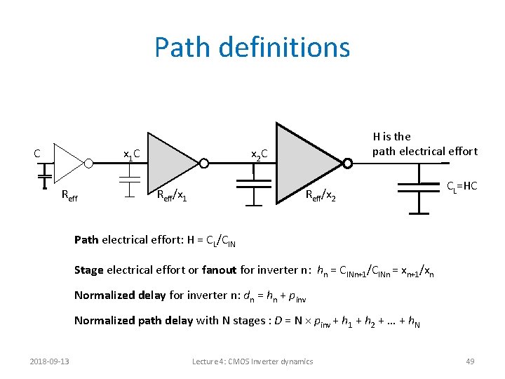 Path definitions C x 1 C Reff H is the path electrical effort x