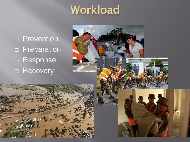 Workload Prevention Preparation Response Recovery 