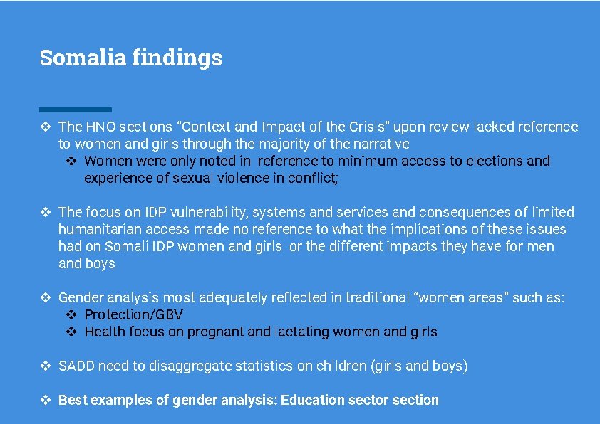 Somalia findings v The HNO sections “Context and Impact of the Crisis” upon review