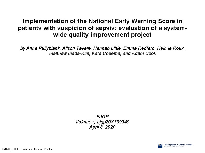 Implementation of the National Early Warning Score in patients with suspicion of sepsis: evaluation