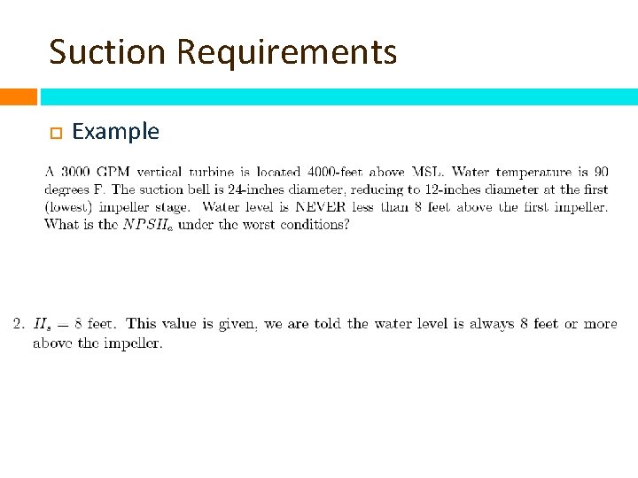 Suction Requirements Example 