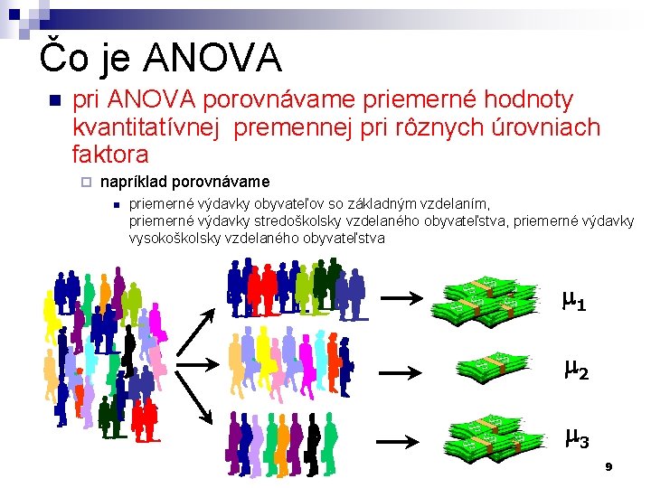 Čo je ANOVA n pri ANOVA porovnávame priemerné hodnoty kvantitatívnej premennej pri rôznych úrovniach