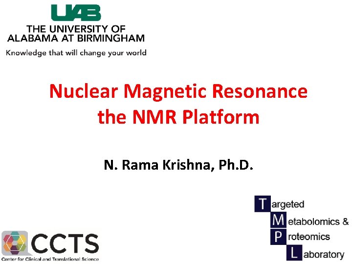 Nuclear Magnetic Resonance the NMR Platform N. Rama Krishna, Ph. D. 