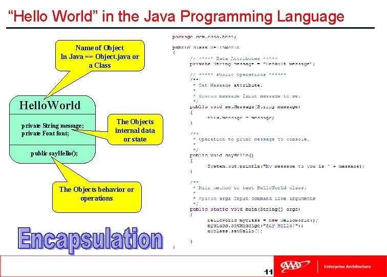 “Hello World” in the Java Programming Language Name of Object In Java == Object.