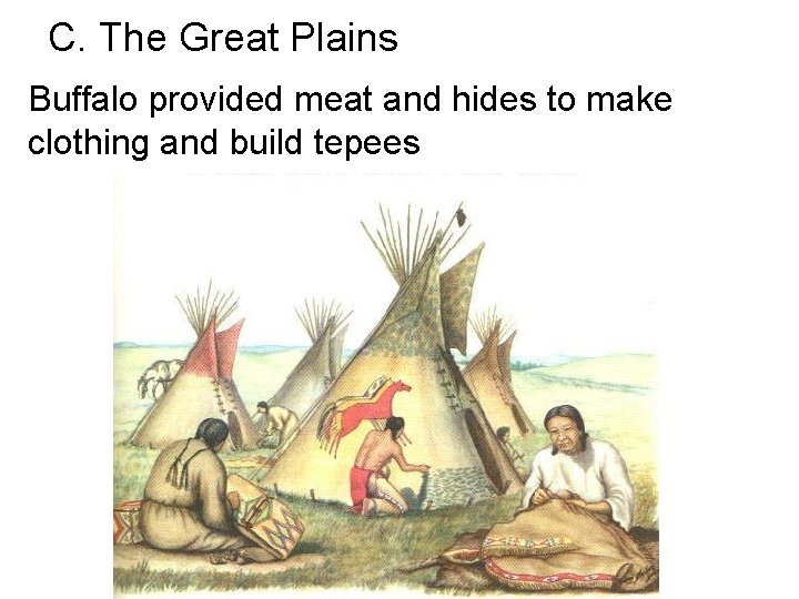 C. The Great Plains Buffalo provided meat and hides to make clothing and build