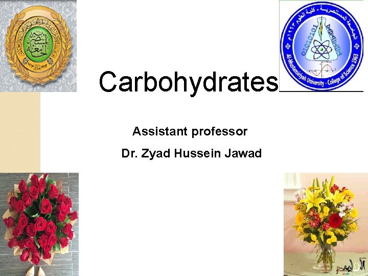 Carbohydrates Assistant professor Dr. Zyad Hussein Jawad 