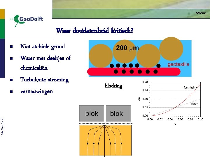 2/26/2021 Waar doorlatenheid kritisch? n n n Delft Cluster Partner n Niet stabiele grond