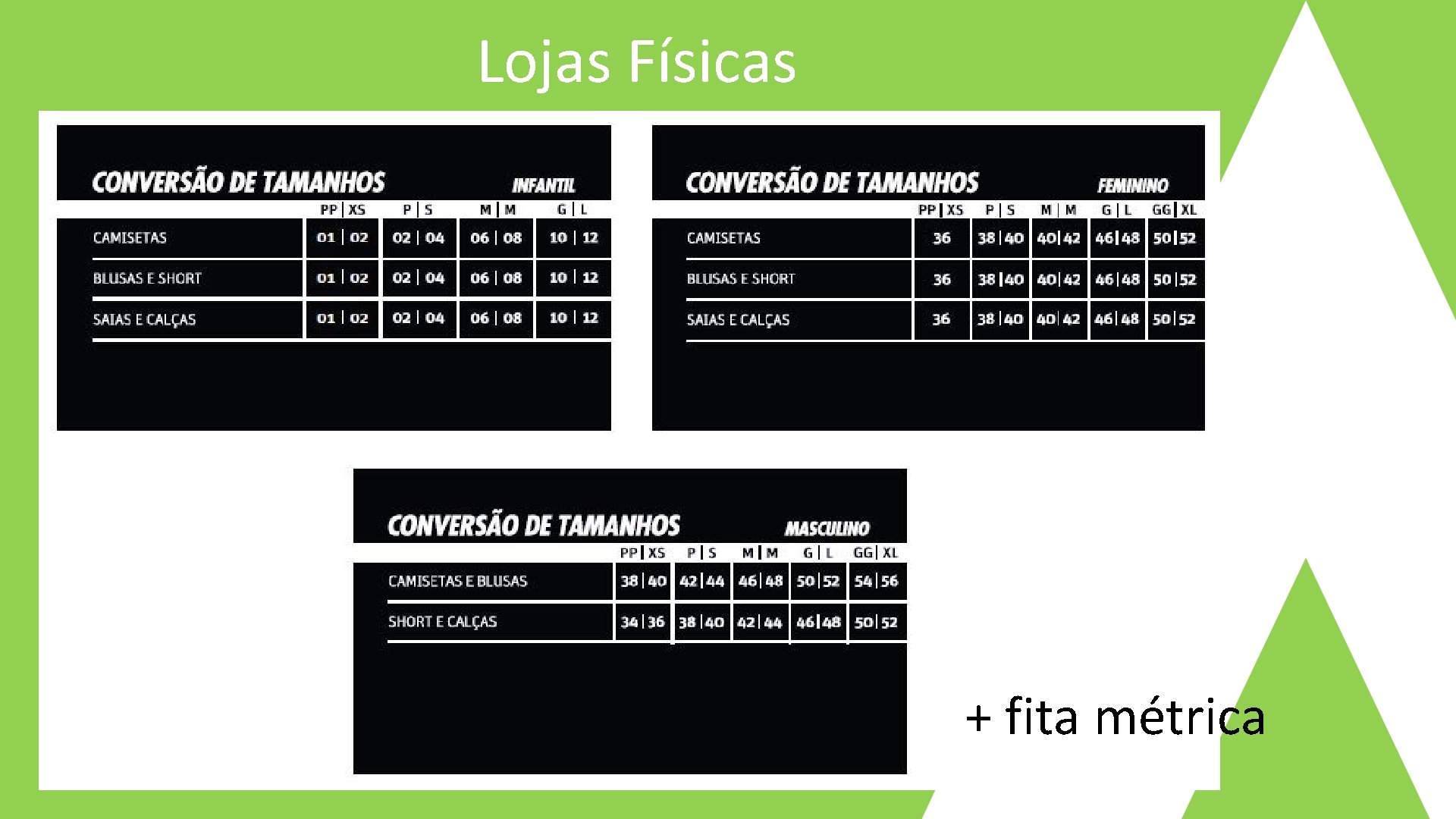 Lojas Físicas + fita métrica 