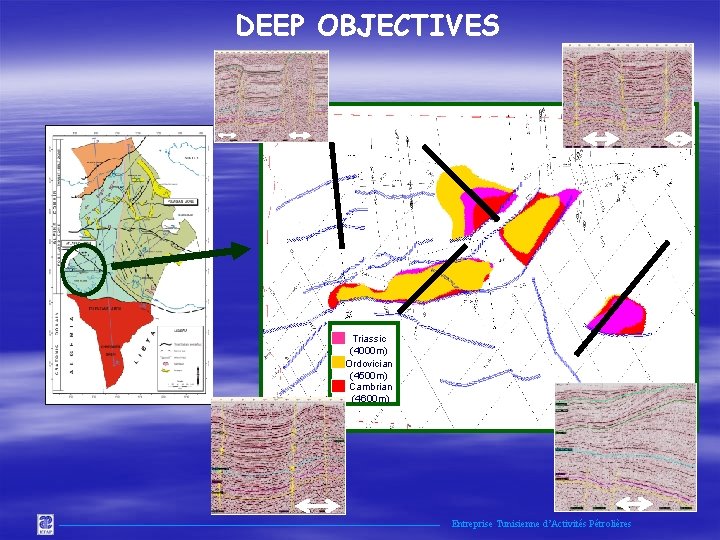 DEEP OBJECTIVES Triassic (4000 m) Ordovician (4500 m) Cambrian (4600 m) Entreprise Tunisienne d’Activités