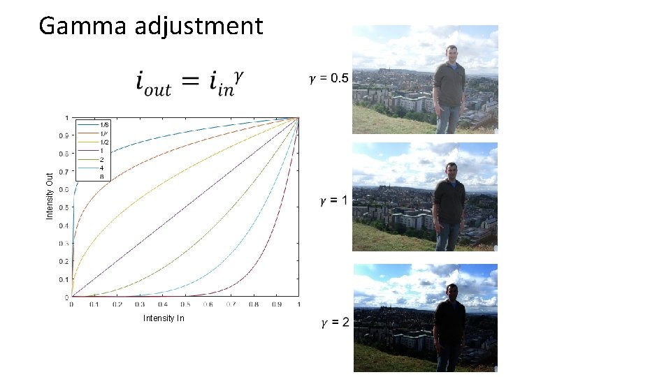 Gamma adjustment Intensity Out Intensity In Gamma adjustment Intensity Out Intensity In