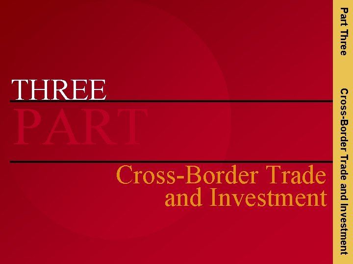 Part Three PART Cross-Border Trade and Investment THREE 