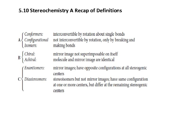 5. 10 Stereochemistry A Recap of Definitions 