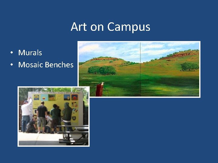 Art on Campus • Murals • Mosaic Benches 