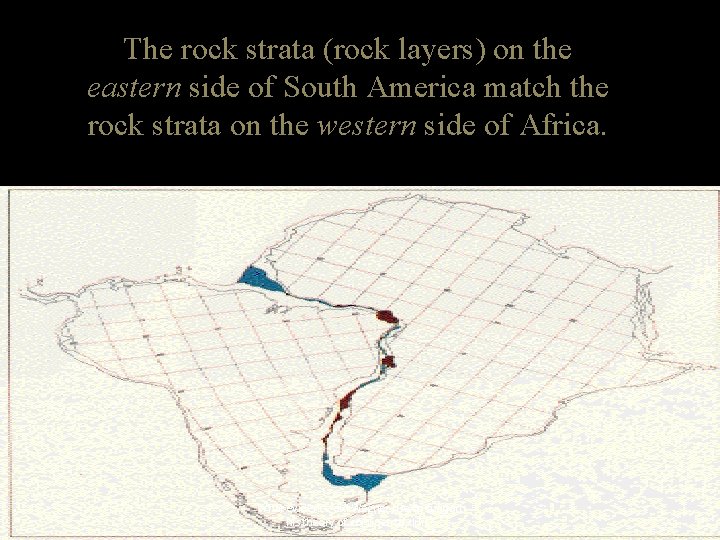 The rock strata (rock layers) on the eastern side of South America match the