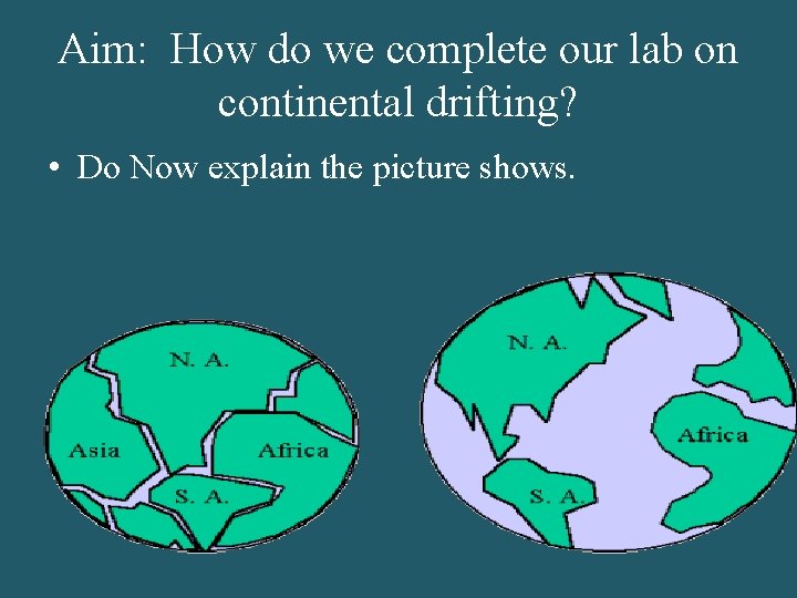 Aim: How do we complete our lab on continental drifting? • Do Now explain