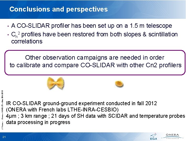 Conclusions and perspectives • • A CO-SLIDAR profiler has been set up on a