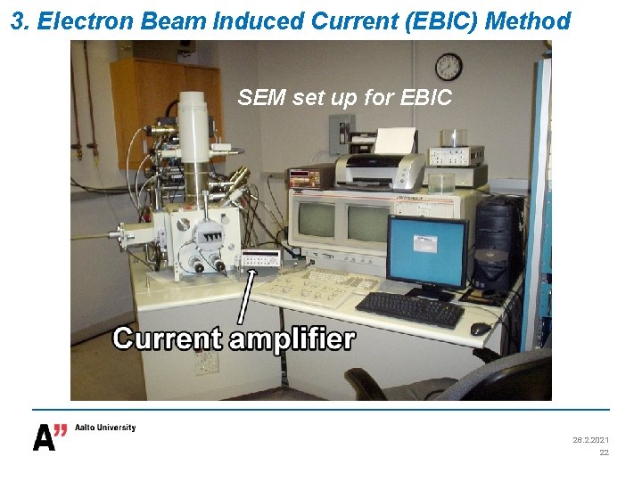 3. Electron Beam Induced Current (EBIC) Method SEM set up for EBIC 26. 2.