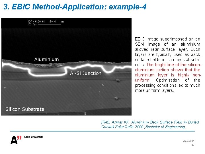 3. EBIC Method-Application: example-4 EBIC image superimposed on an SEM image of an aluminium