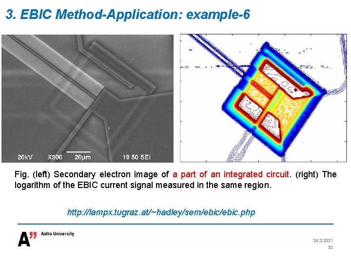 3. EBIC Method-Application: example-6 Fig. (left) Secondary electron image of a part of an
