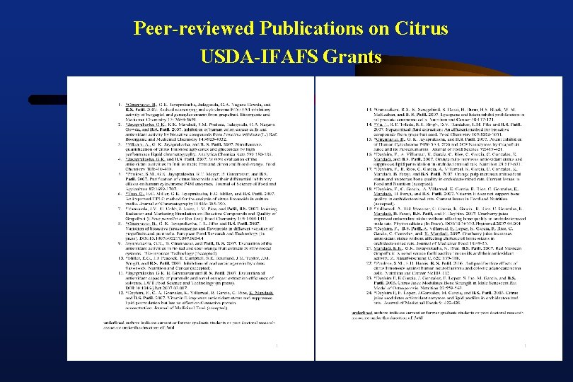 Peer-reviewed Publications on Citrus USDA-IFAFS Grants 