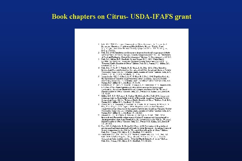 Book chapters on Citrus- USDA-IFAFS grant Book chapters on Citrus- USDA-IFAFS grant