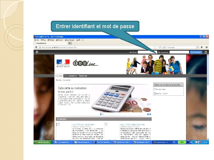 Entrer identifiant et mot de passe 