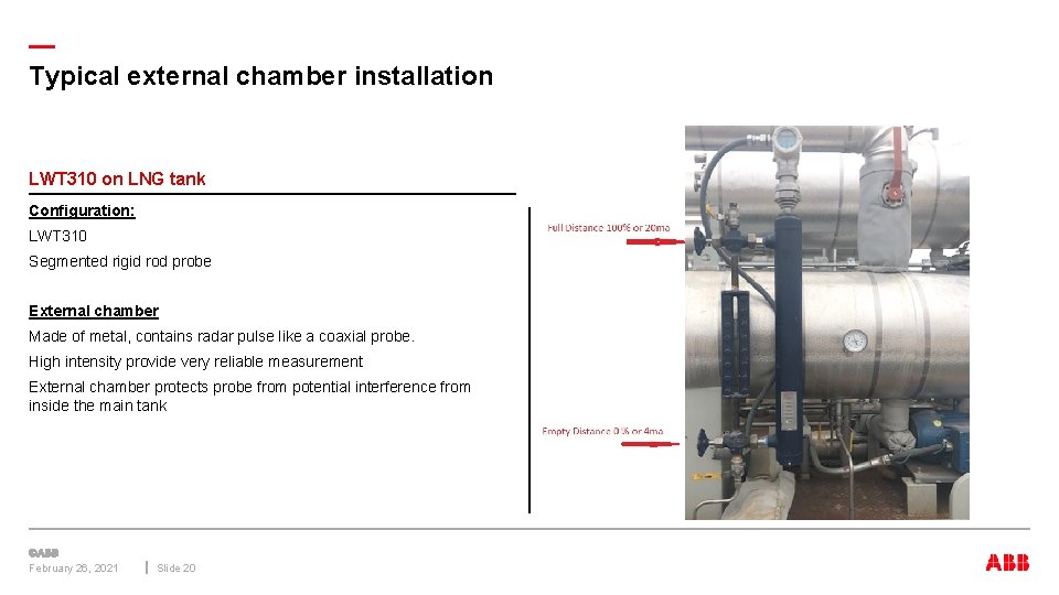 — Typical external chamber installation LWT 310 on LNG tank Configuration: LWT 310 Segmented