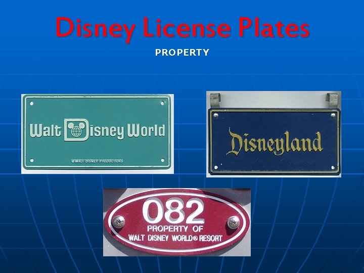 Disney License Plates PROPERTY 