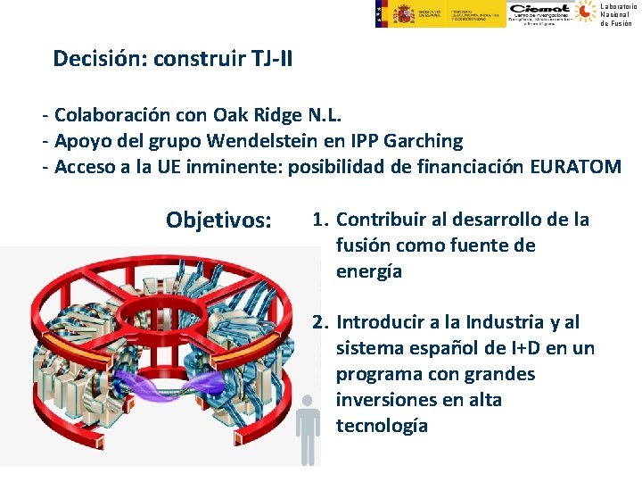 Laboratorio Nacional de Fusión Decisión: construir TJ-II - Colaboración con Oak Ridge N. L.