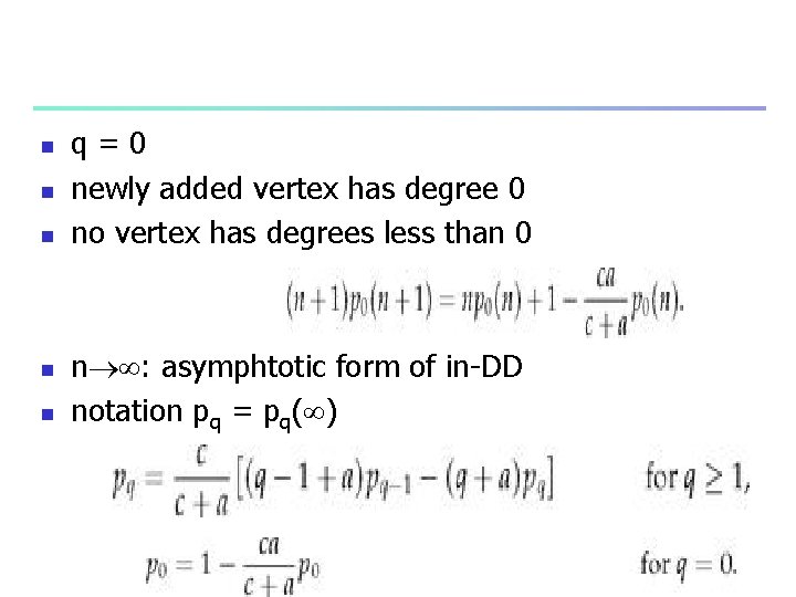 n n n q=0 newly added vertex has degree 0 no vertex has degrees